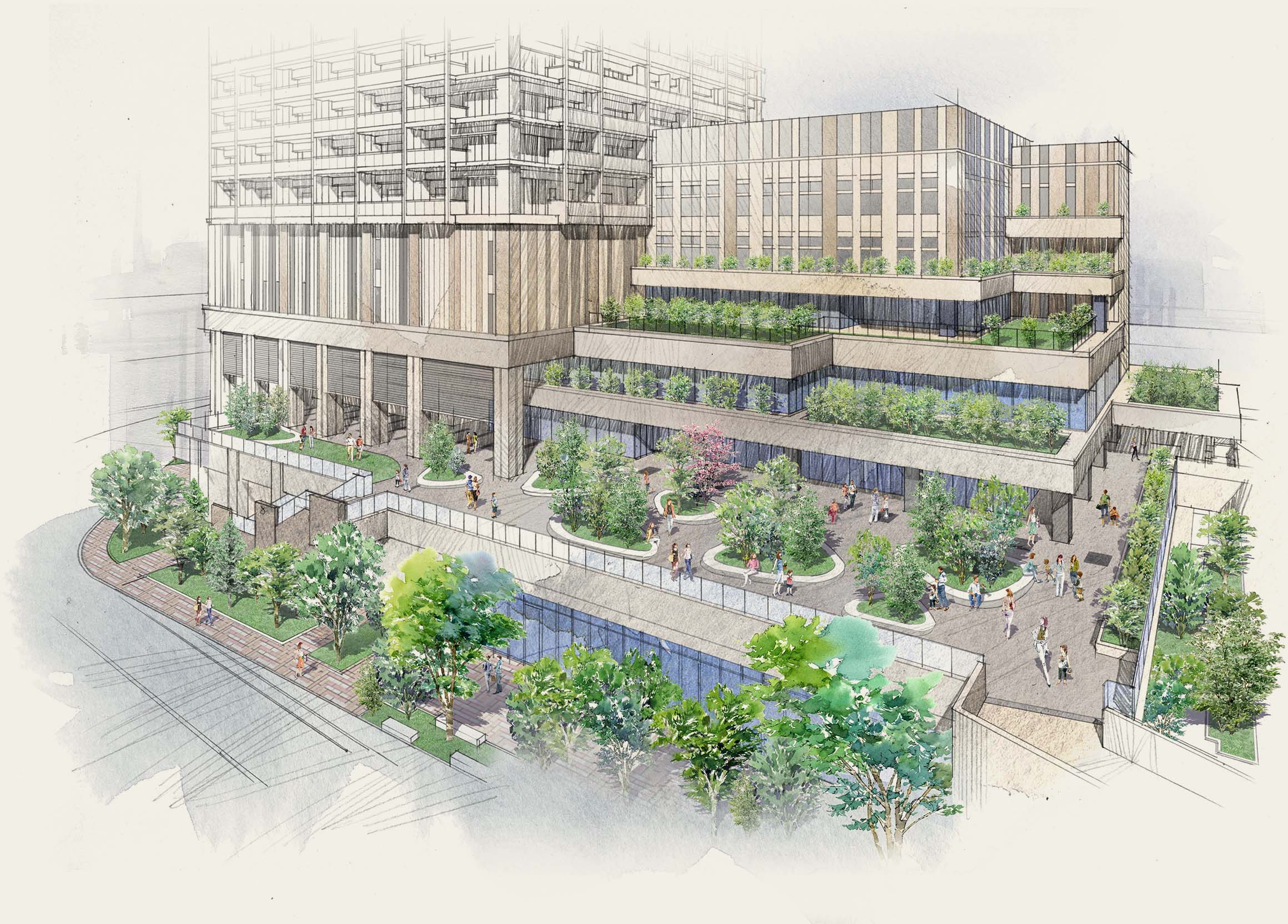 駅前好立地と緑の空間